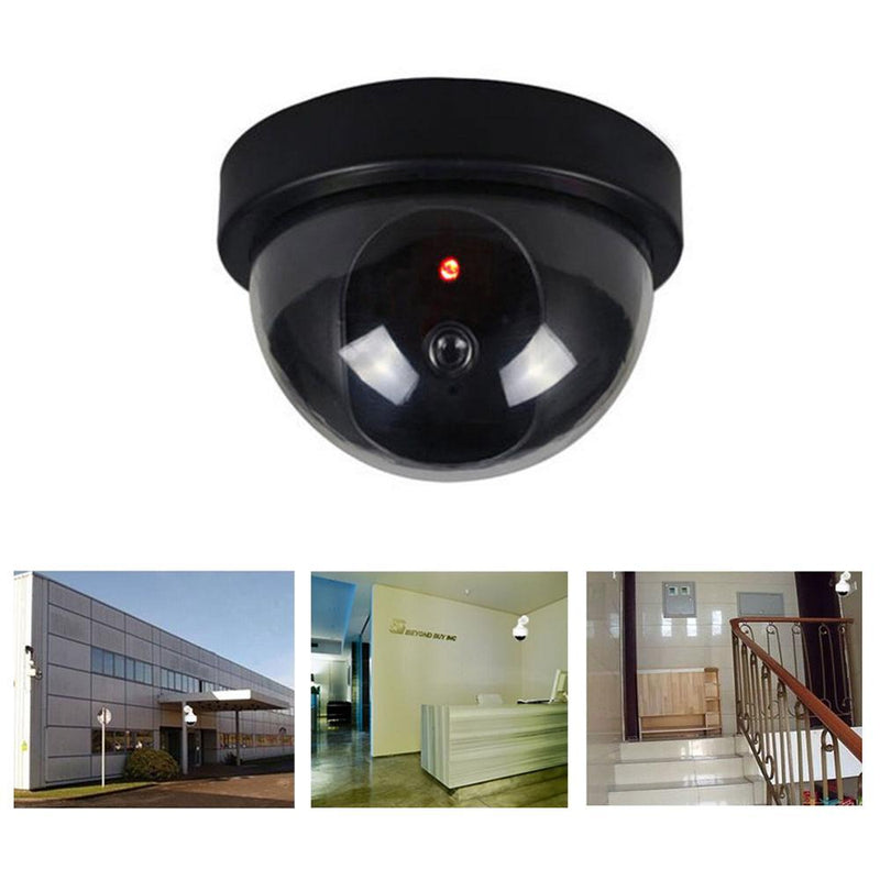 Black Plastic Smart Indoor Outdoor Dummy Home Dome Fake CCTV Security Camera With Flashing Red LED Light