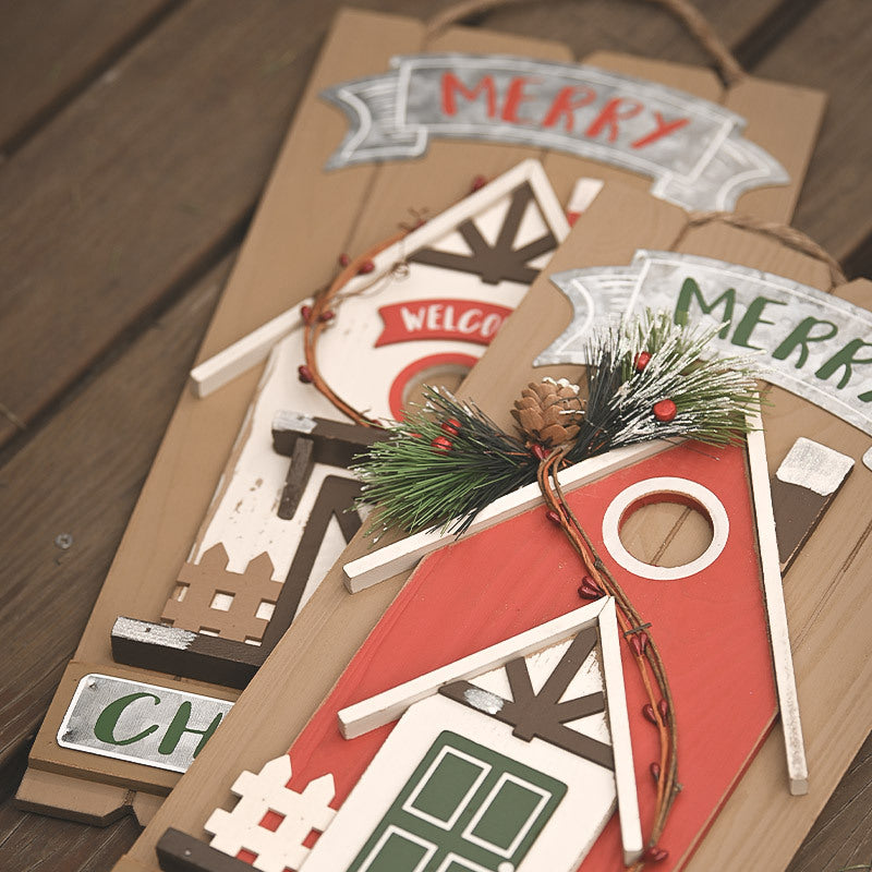 Christmas Decorations Wooden House Ornaments