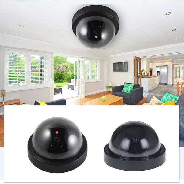 Black Plastic Smart Indoor Outdoor Dummy Home Dome Fake CCTV Security Camera With Flashing Red LED Light